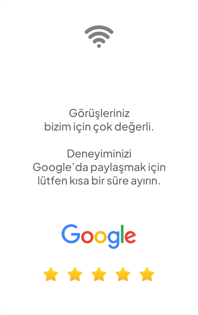 Google değerlendirme kartı arka yüz